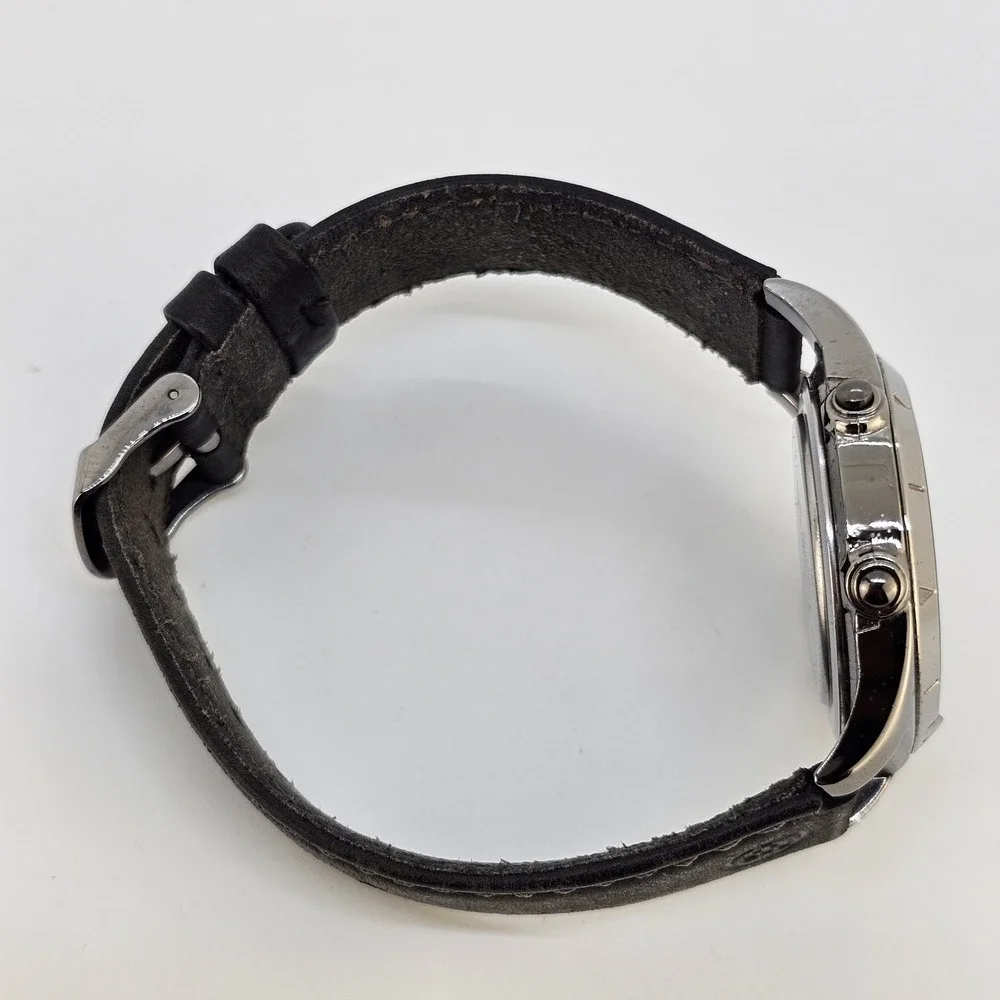 Timex Expedition Ana Dig Men Watch 38MM Dark Gray Dial Leather Bands New Battery